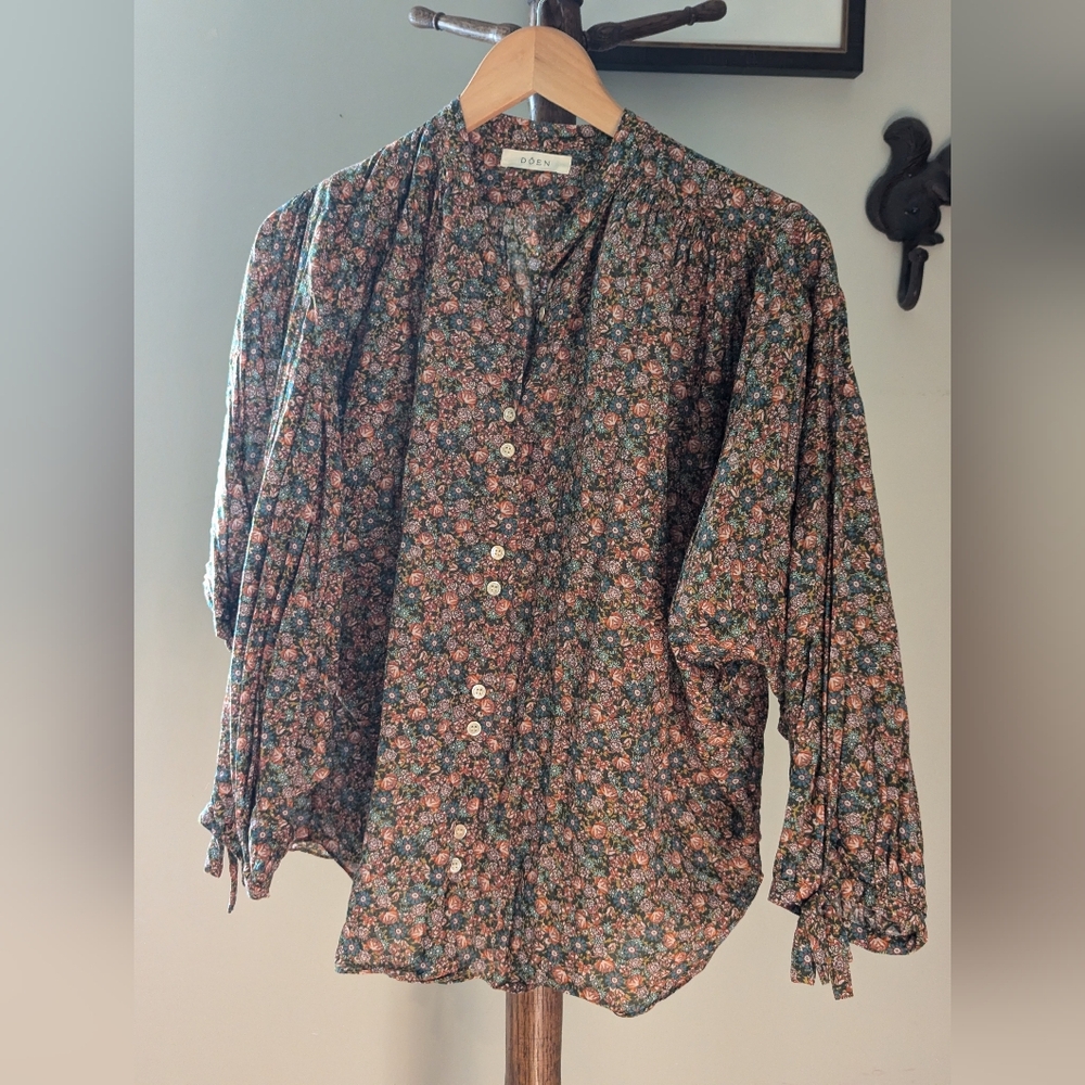 Doen O'keefe top in yellow laurel canyon rose - size small